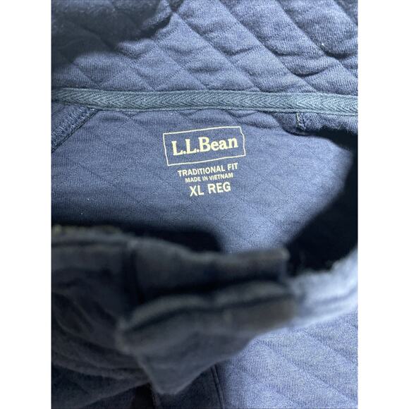 LL Bean Pullover Mens Extra Large Blue Quilted Quarter 1/4 Snap Active Outdoors - Picture 4 of 8